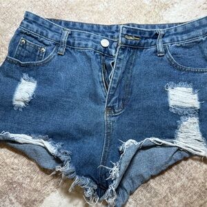 Distressed Denim Jean Shorts high waisted